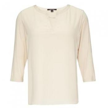 Langarmshirt COMMA Gr. 40, beige Damen Shirts mit V-Ausschnitt