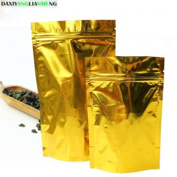 100pcs/lot Clear Windowed Golden Glossy Self Seal Zipper Bags