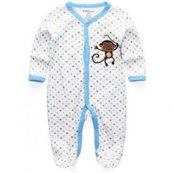 Cotton Long Sleeve Infant Monkey Pajamas (3-12 Months)