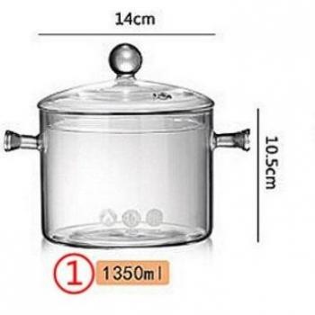 Silicone Glass Pot with Lid - 1000ML, 1350ML, 1500ML for Electric and Ceramic Stoves