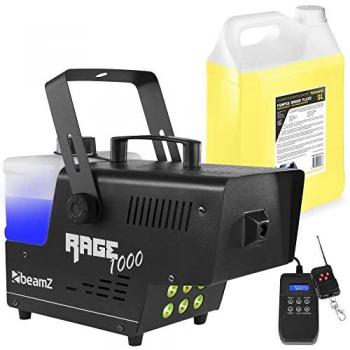 BeamZ RAGE1000LED Rauchmaschine mit kabelloser Fernbedienung + 5 L Nebelflüssigkeit