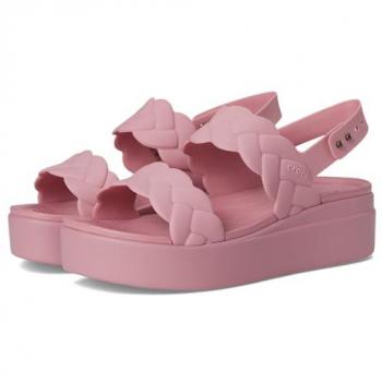 Pink Brooklyn Woven Low‑Wedge Slide