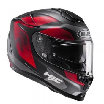 HJC Casco Motocicleta con Parasol, Negro/Rojo Mate, Medium