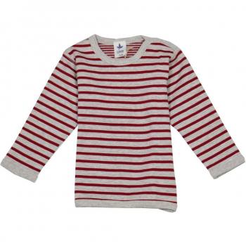 Leela Cotton Unisex Kinder Wendelangarmshirt, Ziegelrot/beige-Melange, 74/80