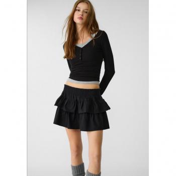 Flowing Ruffled Skort Black XS