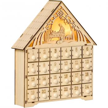 Calendario de Adviento Iluminado en Madera Natural 24 Cajas