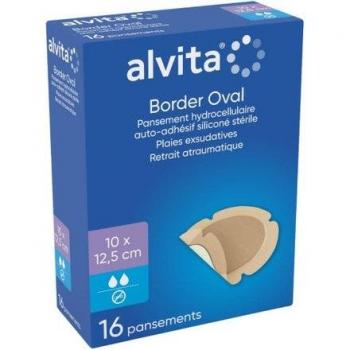 Apósito Hidrocelular Ovalado con Borde Alvita 10x12,5cm 16uds
