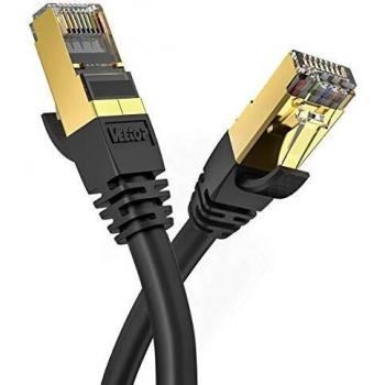 Veetop 15m LAN Category 8 Cable RJ45 for Network Cables High-Speed Internet 40 Gbps/2000 MHz (Black)