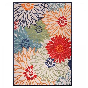 Tapis Tissé Kilim Rectangulaire Bleu et Beige Chimeka