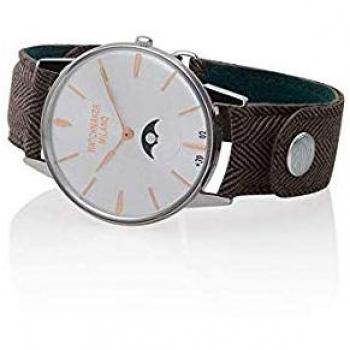 Watchmaker Milano Orologio Uomo Analogico da Polso Slim con Fasi Lunari Vintage (Nero e Acciaio)