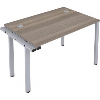 Cb 1600mm x 800mm Single Person Extension Workstation with Cable Management Port - Grey Oak and Silver Finish