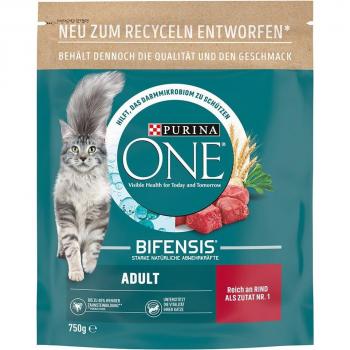 Purina One Adult, bœuf & céréales complètes - 3 x 1.5 kg