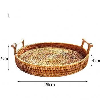 Hand-Woven Rattan Food Display Basket