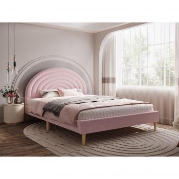 Ava Boucle Fabric Bed - Pink / Double