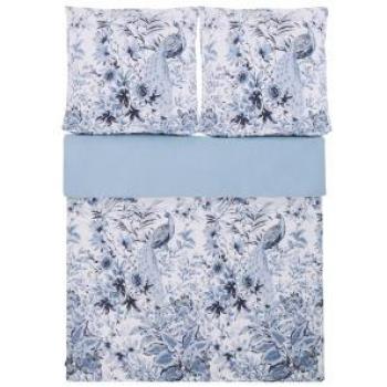 BELIANI Set Copripiumno e Federa Bianco e Blu Cotone Stampa Floreale 155 x 220 cm Ballard