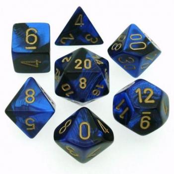 Set de 7 dés Gemini - Noir-Bleu/Or