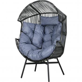 Outsunny Comfort Egg Lounge – Thick Seat, Headrest, Steel Frame, Mixed Grey