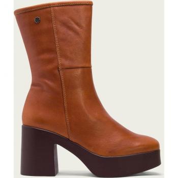 Botines de Piel Lana Marrón - Altura Tacón 8,5cm