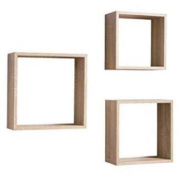 Set 3 mensole da parete forma cubo sonoma Shelvy Cub