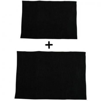 Tapis de bain Microfibre Chenille Noir - Pack de 2 - 40x60 et 60x90cm