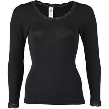 Gr.34/36 Wolle-Seide Langarmshirt mit Spitze