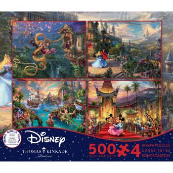 Puzzle Disney 4 w 1 - Kinkade: Rapunzel, Śpiąca Królewna, Piotruś Pan, Mickey i Minnie