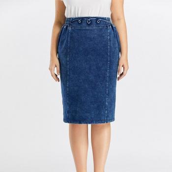 LIH HUA – jupe en denim pour femmes, haute flexibilité, jupe tricotée