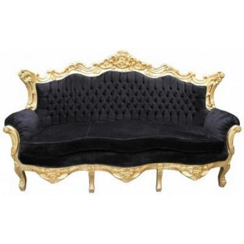 Casa Padrino Barocke Sofagarnitur König Schwarz / Gold