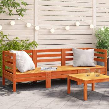 VidaXL Garden Sofa 3-Seater Wax Brown Solid Wood Pine