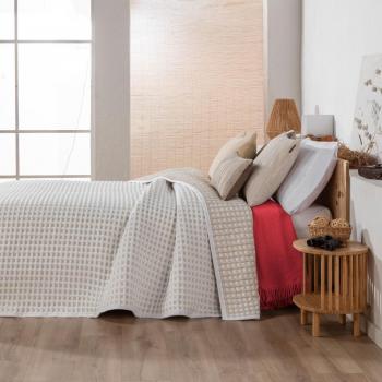 Manterol Colcha cubrecama jacquard reversible gofre beige cama 90cm