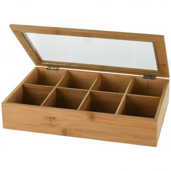 EXCELLENT HOUSEWARE Teebox aus Bambus, 8 Fächer