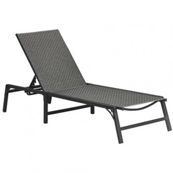 Adjustable 5-Level Rattan Sun Lounger - Grey