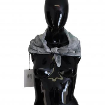 Gray Print Shawl Foulard Branded Scarf