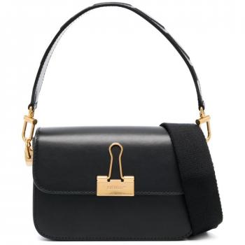 Off White Black Binder Leather Shoulder Bag - ONE SIZE - Female