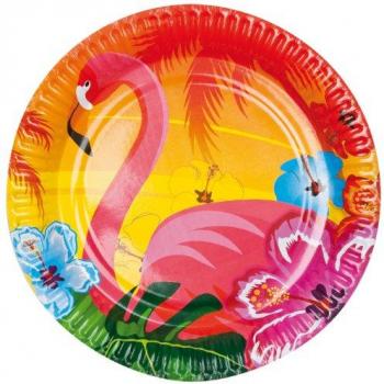 Hawaii-Flamingo Party Teller (6 Stück)