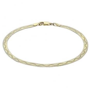9ct Yellow Gold 7 Inch Diamond Cut Wave Herringbone Bracelet