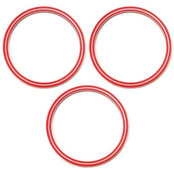 3Pc Red AC Control Outer Ring Covers for Subaru STI