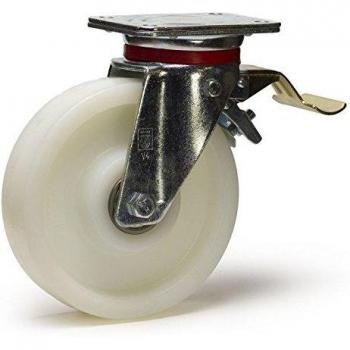 Roulette pivotante à frein 150 mm en polyamide 6 blanc - 900 Kg