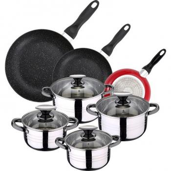 Sarténes San Ignacio 16 cm/20 cm/24 cm + Kit de 8 utensilios inoxidables