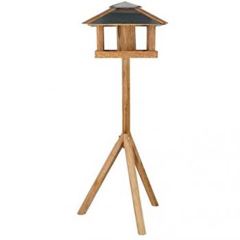Rivanto Vogelhaus, Futterhaus quadratisch aus Eiche mit Silo, inklusive Fuß