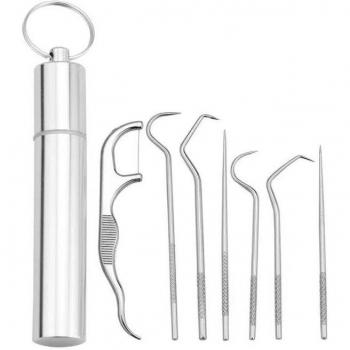 Metal Toothpick and Flossing Tool Set