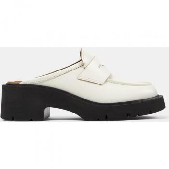 Camper Milah - Zuecos de mujer de piel con tacón - Blanco, talla 39