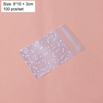 Sachets transparents biscuits à pois – 100 pièces auto‑adhésifs