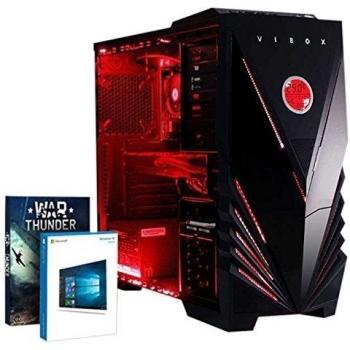 VIBOX Guerrero 4XLW - Ordenador para gaming (AMD FX-6300, 32 GB de RAM, 2 TB de disco duro, AMD Radeon R7 370, Windows 10) color neón rojo