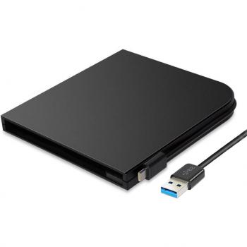 Ultra Slim Portable DVD Drive Case Type-C + USB 3.0 for Laptops