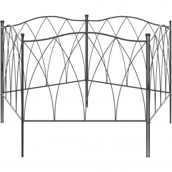 Outsunny Decorative Garden Fencing, 5pcs Outdoor Picket Fence Panels, Rustproof Metal Wire Landscape Flower Bed Border Edging Animal Barrier, Black