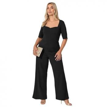 Yours Women's Sweetheart Neck Jumpsuit in Black – Size 26/28