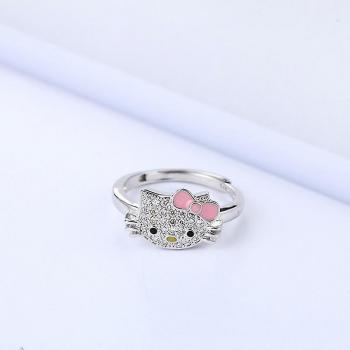 Collier Nœud Papillon Hello Kitty Or Blanc à Cristaux Cubiques