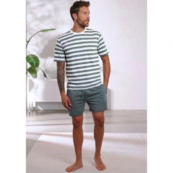 HIS Herren Pyjama‑Set 2-teilig – Baumwolle/Polyester