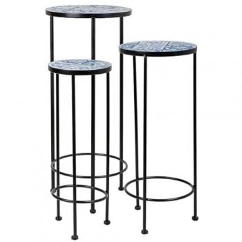 ALEXANDRA HOUSE Soportes set 3 piezas de mosaico y forja negro